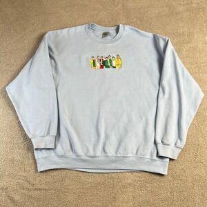 BTS Army Sweatshirt Crewneck 2XL K-Pop Gildan Heavy Blend Light Blue Embroidered